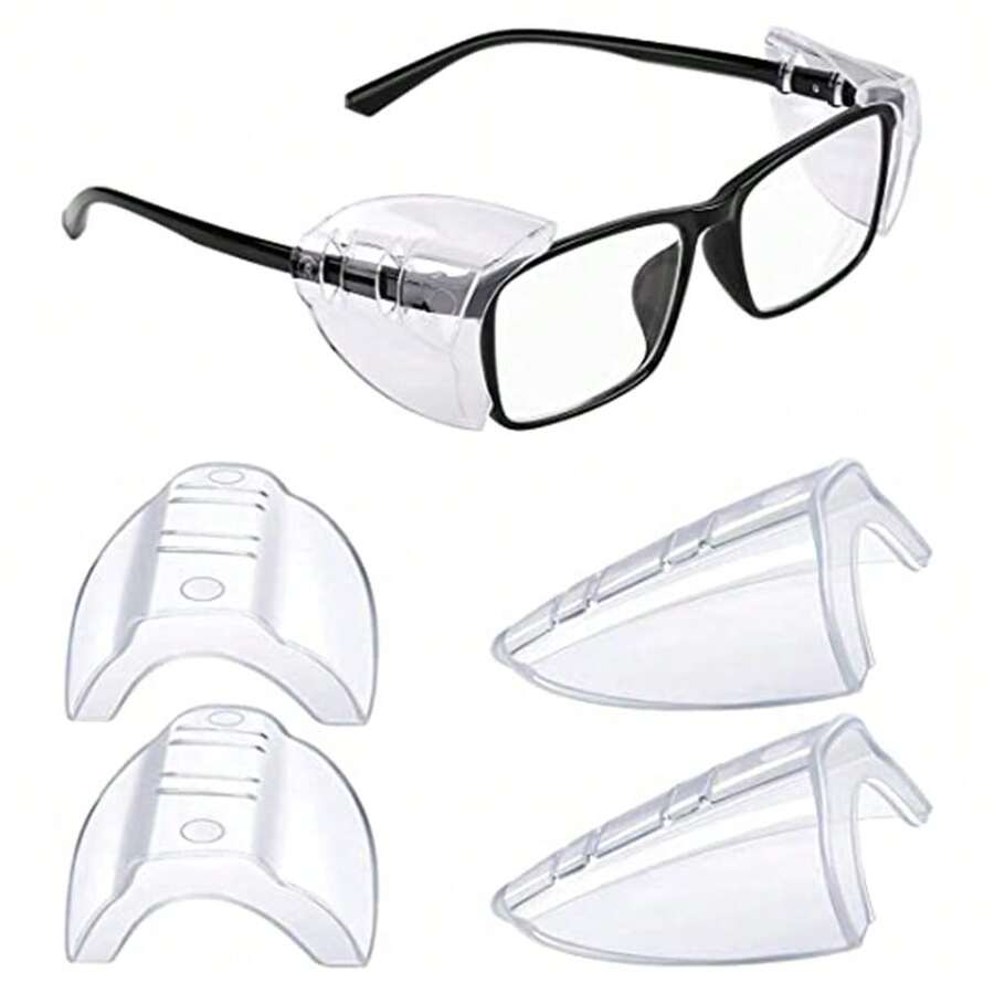 3Set (4pcs/Set) Clear Universal Flexible Protective Side Shields For Eye Glasses Safety - Transparent - View 1