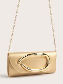 Ví cầm tay màu trơn cổ điển, ví xách tay phù hợp, túi PU thời trang cho phụ nữ, và cho đám cưới, tiệc tùng, vũ hội, bữa tối - Vàng - Xem 4