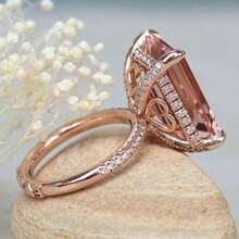 1PC Luxury Women's Fashion Zirconia Ring Bride Wedding Band Engagement Party Birthday Anniversary Christmas Gifts For Women Girlfriend Fine Jewelry US Size 5-11# - Hoa hồng vàng - Xem 4