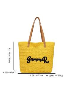 1 pieza Bolso de tela tejido de diseño recién lanzado, adecuado para ir al trabajo, viajar, salidas diarias, vuelta al colegio de estudiantes, regalo para una cita, minimalista y elegante, de gran capacidad y versátil para llevar al hombro o en la mano para damas