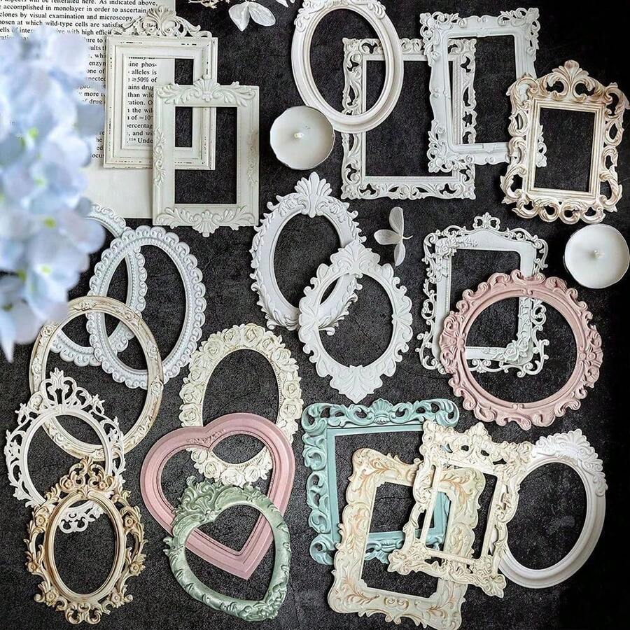 40Pcs Vintage Paper Scrapbook Collage Paper Hollow Photo Frame Materials Lace Frames Background Decorative Paper For Journal Crafts Scrapbook Supplies - nhiều - Xem 1