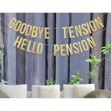 1 Stück "Goodbye Tension Hello Pension" goldenes Banner, dekorative Wimpelgirlande für Geburtstag, Freundschaftstreffen, Feiertags-Atmosphäre, Heim-Dekoration - Verschiedenfarbig - Übersicht 7