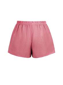 Quần short nữ mùa hè in sọc, buộc dây, kiểu dáng tối giản, phong cách Y2K Sunshine Girl. - Đỏ - Xem 4