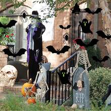 12-Piece Halloween Outdoor Bat Decor ,Fall,Halloween Decorations,Easy-Hang ,Quick Porch, Fence & Tree Decoration,Porch, Garden & Yard (Weather-Resistant)- 6 Sizes*2 (Large, Medium, Small Bats, Upside-Down Bats, Mini Ghosts, Spiders)