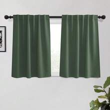 Local Delivery Black Blackout Curtains 63 Inch Length, Room Darkening Thermal Insulated Noise-Reducing Black Out Curtains For Bedroom Living Room Windows, Back Tab Rod Pocket, W52 X L63 Inches, 2 Panels - 墨綠色 - 查看 7