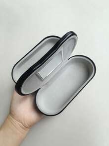 1pc Metal Leather Myopia Glasses Case, Multi-Functional Dual Layer Eyeglasses Storage Box