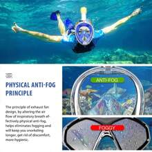 Máscara de buceo de una pieza de silicona para adultos y jóvenes, máscara de snorkel de cara completa antivaho, con diadema de silicona, equipo de natación adecuado para hombres y mujeres