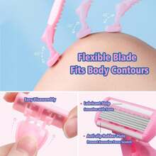 Pink Six Layer Blade, Multifunctional Scraper, Women's Shaver, Shaving Blade, Shaving Blade, Anti Scratch Men's Manual Shaver, Stainless Steel Blade, Shaving Tool, Shaver, Shaver, Beard Blade