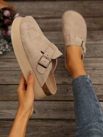 厚底软木凉拖鞋，复古休闲女鞋，夏季