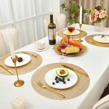 1/4/6/8pcs Oval Foil Coasters - Heat Insulation, Non-Slip, All Season Use, Easy To Clean, Suitable For Hotel, Restaurant, Western Dining Decor, Thermal Insulation Mat, Multipurpose Coaster, Enhance Dining Table Aesthetics, Practical & Fashionable! - PP Round Placemat - View 8