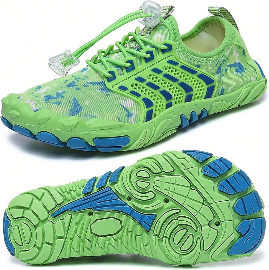 Shoes Barefoot Aqua Socks Outdoor Indoor Quick Dry Sandals Lightweight Slip On Walking Sneakers Beach Pool Swim (Little/Big) - 綠色 - 查看 1