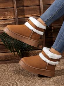 Nuevas botas de nieve con suela engrosada, cierre con hebilla y calientitas para el invierno, tallas 36-42