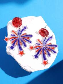 1 件时尚精致 11 月 11 日退伍军人节女士耳环女士节日派对珠宝 - 彩色 - 查看 12