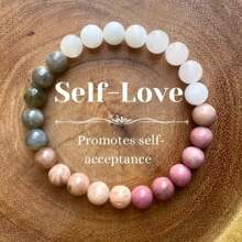 1pc Versatile Personalized Random Color Money Protection Confidence Healing Sleep Natural Stone Mix Bracelet, For Women/Men, Family Bracelet, Agate Bead Bracelet, Couples Gift, Romantic Intention, Beaded Bracelet