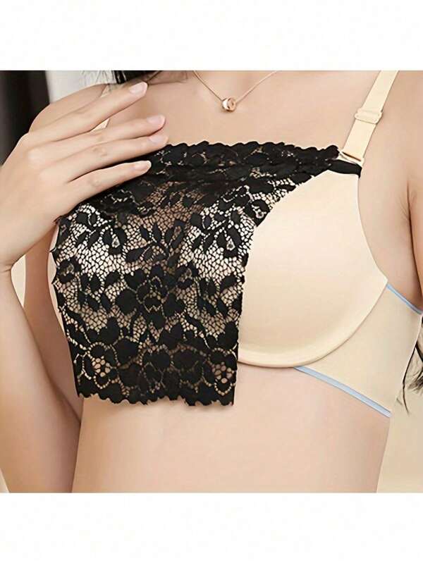 3 Pcs Floral Elegant Bra Pads, Lace Leakproof Cup Cover, Comfortable Women Lingerie, Solid Color Bra Accessories