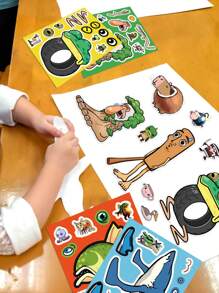 8PCS Make A Face Tung Tung Tung Sahur Cartoon Doodle Stickers Abstract Style Fit Laptop Decorative Stickers, Tanning Stickers, Room Decorative Headphones, Car Stickers Gift Decorative, Office Decorative Guitar Laptop Luggage DIY Handwritten Book Decorative Stickers