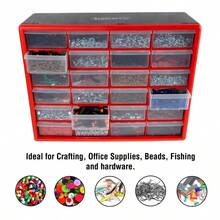 Stalwart 24 Plastic Drawers Organizer Compartment Storage Desktop And Wall Mount Container For Hardware Parts Crafts Beads And Tools Red - 24bin - View 6