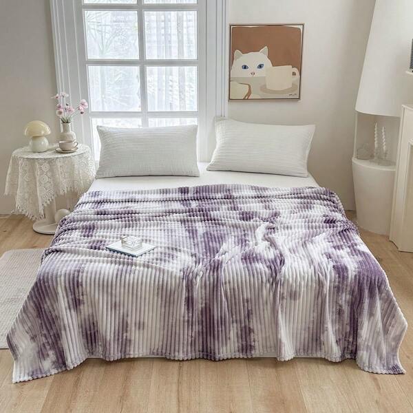1pc Polyester Flannel Blanket, Gradient Print Cow Pattern Wool Blanket For Home, Bedroom, Sofa, Office Nap, Pink, Warm & Soft, All Season