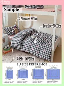 Juego de ropa de cama de 3 piezas con estampado rosa, juego de ropa de cama suave para dormitorio de niños/niñas, que incluye 1 funda de edredón y 2 fundas de almohada, sin relleno, lavable a máquina