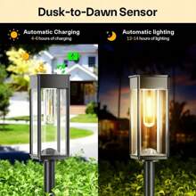 Set Of 8 Solar Lawn Lights With IP44 Splash-Proof Rating. 1400 MA,They Come With LED Courtyard Ground Plugs And Feature A Vintage Design. Suitable For Paths, Gardens, Villas, Landscapes, Lawns, Sidewalks And Terraces.