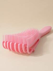 1支装卷发或直发专用顺发梳，适用于非洲裔3/4abc发质，快速轻松地梳理干湿头发，无痛感。美发造型套装，美发工具套装，美发套装，美发工具，美容，美发配件，理发沙龙美容旅行必备美发产品，护发，美发配件 - 粉色 - 查看 4