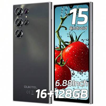 OUKITEL OUKITEL C61 Android 15 智能手机（无合约）, 16GB+128GB /1TB 手机（无合约）, 6.88 英寸 HD+ 90Hz 屏幕 5150mAh 手机（便宜）, 13MP+5MP, 4G 双卡双待手机/指纹/OTG/Face ID