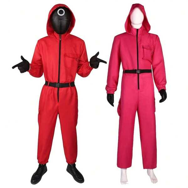 1pc Money Heist Cosplay Costume, Red Jumpsuit Outfit, Anime Performance Wear, Style Randomly Sent (Excluding Mask)