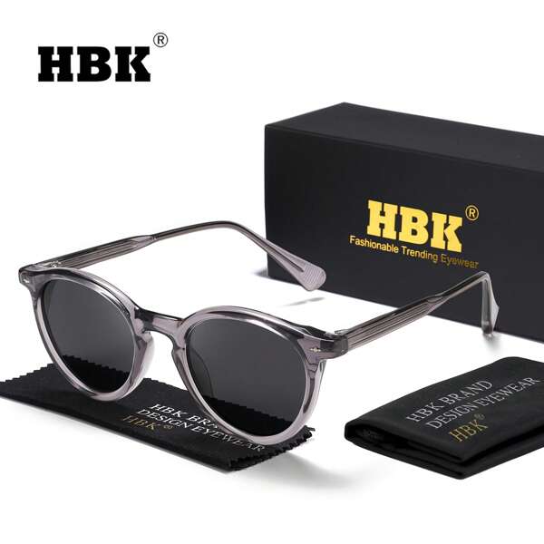 HBK Nuevas gafas casuales de hombre con marco de TR90 y lentes TAC de forma redonda, decoración colorida y clásica, adecuadas como regalos de fiesta y cumpleaños para hombres y mujeres