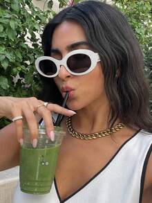 1 副新款复古椭圆形框架时尚眼镜，超大号男女通用复古时尚眼镜，个性化嘻哈户外派对，适合日常佩戴夏季豹纹沙滩配饰