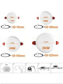 Recessed LED Ceiling Light 3000/6500K White/Warm Light Bathroom Lighting Ceiling Lighting - White Light - View 11