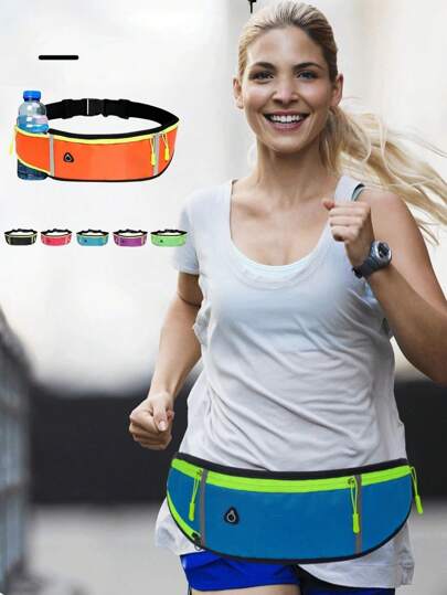 1pc Outdoor Sports Waist Bag With Water Bottle Holder, Suitable For Running, Fitness, Hiking, Cycling, Outdoor Recreation, Water-Resistant And Reflective Sports Waist Pack For Men And Women (Water Bottle Not Included)
