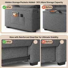 Sofá Cama Plegable 3 En 1 Lino Salas Sillón 176*74*94cm - Gris Oscuro - Ver 2