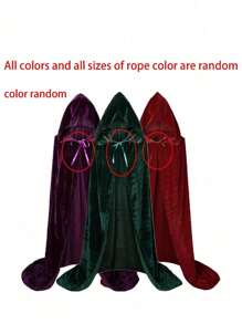 1 pieza Capa con capucha unisex de tela de terciopelo para actuaciones y fiestas, ideal para varios festivales, disfraces de Halloween, diablo, vampiro, disfraz, accesorios para disfraces de festivales