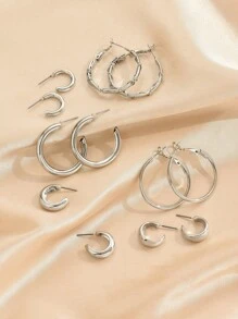 12pcs Classic C-Shape Earring Set, Fashion & Versatile