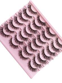 LIMEIKAI 14 Paar 14mm 3D Kunstmink Wimpern, natürliche flauschige Katzenaugen zarte Wimpernsets, geeignet für Partys, Bälle und weitere Anlässe