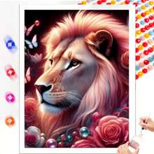 Gorgeous Lion 5D DIY Diamond Painting, Round Diamond Art Home Decor, Adult Handmade Diamond Painting, Essential Holiday Gift