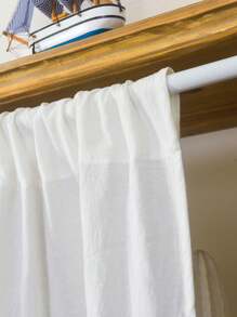 1 Piece Minimalist Solid Color White Pleated Waterfall Edge Kitchen Cabinet Half Curtain, Dust-Proof Decorative Valance