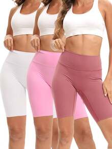 6 Pack Biker Shorts For Women-8" Workout Athletic Gym Sports Yoga Shorts Pants High Waist Cycling Shorts(There Are Also 3 Separate Pockets In The Waist For Mobile Phones) - 6 random colors - 查看 5