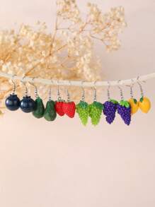 1 Pair Cute Faux Fruit Shaped Earrings, Summer Fun Lemon, Blueberry, Avocado, Watermelon, Strawberry, Orange, Resin Material Earrings