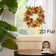 1 件成人 DIY 钻石画工艺套装，秋叶和松果花环图案，适合初学者，壁挂装饰钻石画工艺礼物