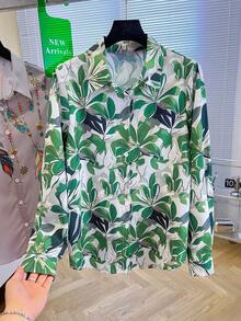 1 件女士时尚新款单排扣长袖衬衫 - 綠色 - 查看 5