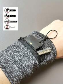 Bolsa de muñeca deportiva para exteriores con cremallera, bolsa de almacenamiento oculta multifuncional, cartera privada, bolsa para teléfono móvil de ciclismo, bolsa para el brazo de fitness, bolsa de muñeca, cartera de almacenamiento para correr, accesorios de viaje, accesorios de mujer y niña grandes, horquilla de pelo invisible, anillo de pelo negro, accesorios de viaje, vacaciones, verano, vuelta al colegio