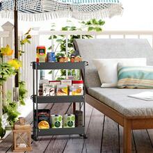 SPACEKEEPER Slim Rolling Storage Cart, 3 Tier Bathroom Storage Organizer Laundry Room Utility Cart Mobile Shelving Unit, Multi-Purpose For Kitchen Office Bathroom Laundry Narrow Places - 黑色 - 查看 4