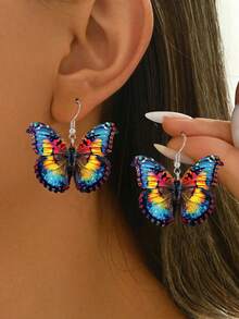 1 Cặp bông tai bướm Acrylic nhiều màu sắc sang trọng và đa năng - Nhiều màu - Xem 6