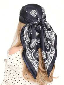 1 pezzo Foulard quadrato da donna in stile moda con stampa a motivo di anacardi, accessorio da 90 cm bello e versatile, bandana o sciarpa da collo