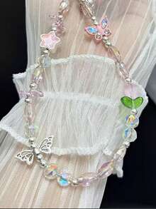 1 Piece Of Butterfly Tulip Rice Bead Mobile Phone Chain Beaded Mobile Phone Lanyard Wrist Ccd Camera Lanyard - Multicolor - View 3