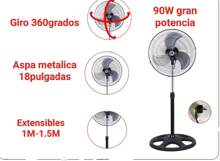 Ventilador PREMIUM cabeza giratoria 360 grados de pie grande Industrial Con Rejillas Juego de 2 ventiladores Aspa metalica 3 aspas  altura regulables 90w AIRE MUY FUERTE ajuste 3 velocidades 18pulgadas calidad premium garantizado