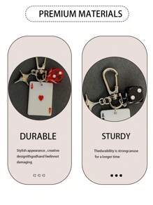 1 Stück Schlüsselanhänger mit Spielkarten, Würfel und Sternanhänger, Schlüsselring aus schwarzer Legierung in Form von Pik, Karo, Kreuz, Cartoon Zahlen-Themen Schmuck, Autoschlüsselanhänger, Charm, Anhänger, Handyband, Autoaufhänger, Schlüsselanhänger