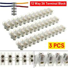 2Set (3pcs/Set) 12 Way 3A Plastic Terminal Block Wire Connector Barrier Strip Screw - White - View 1