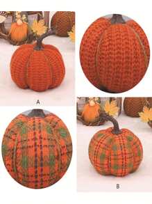 1 Peça Decoração de Abóbora em Tecido de Malha Preenchida com Espuma de PP, Ornamento de Mesa para Decoração de Colheita, Ação de Graças, Halloween, Presente de Feriado, Decoração de Casa de Outono, Decoração de Quarto